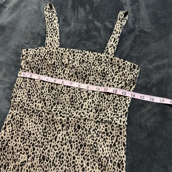 Y2K Leopard Print Bodycon Knit Mini Dress Medium Womens Forever 21 Slit 90s NWT - Picture 4 of 7